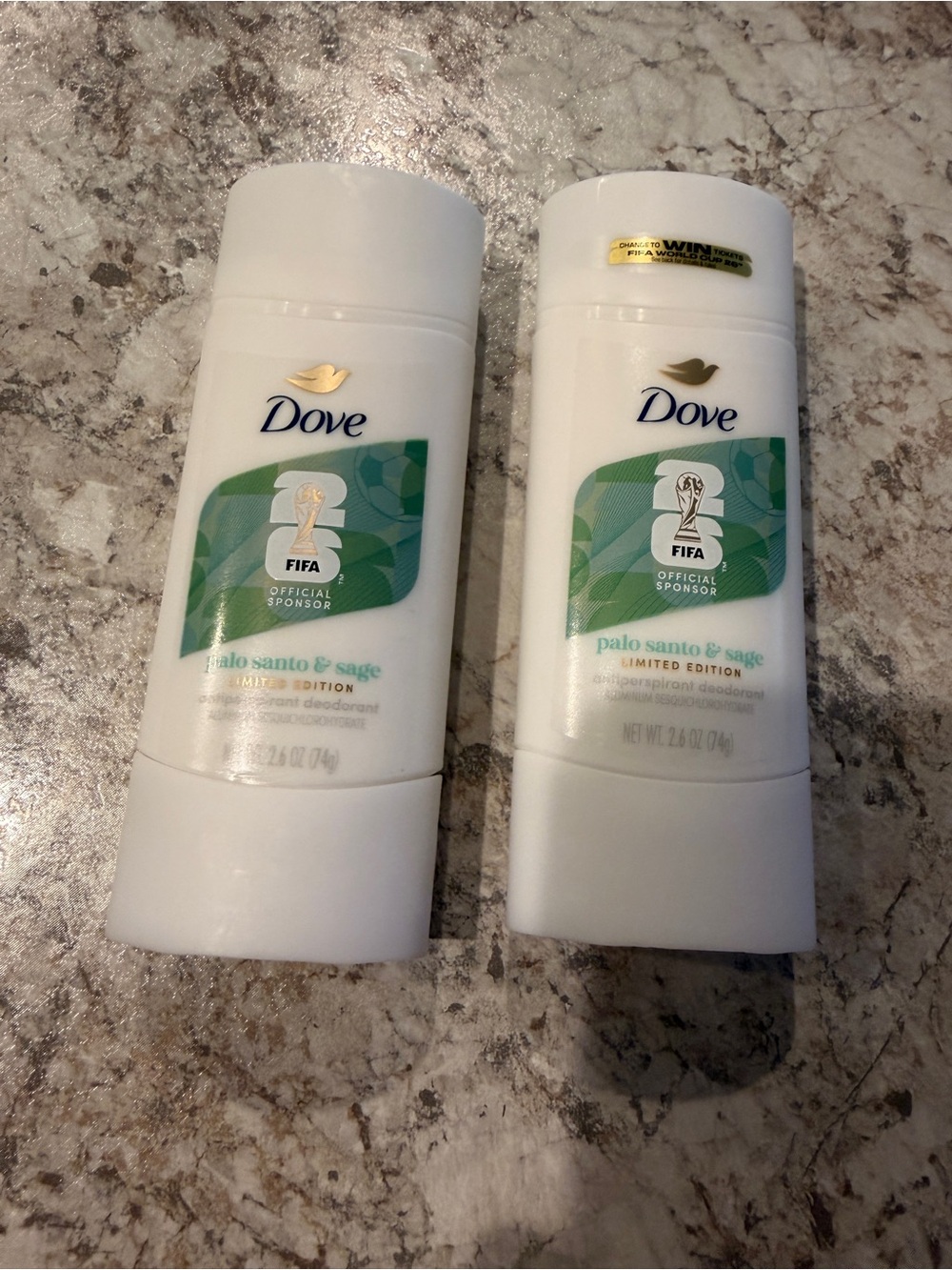 Dove FIFA Deodorant 2.6oz Palo Santo & Sage Bundle NEW